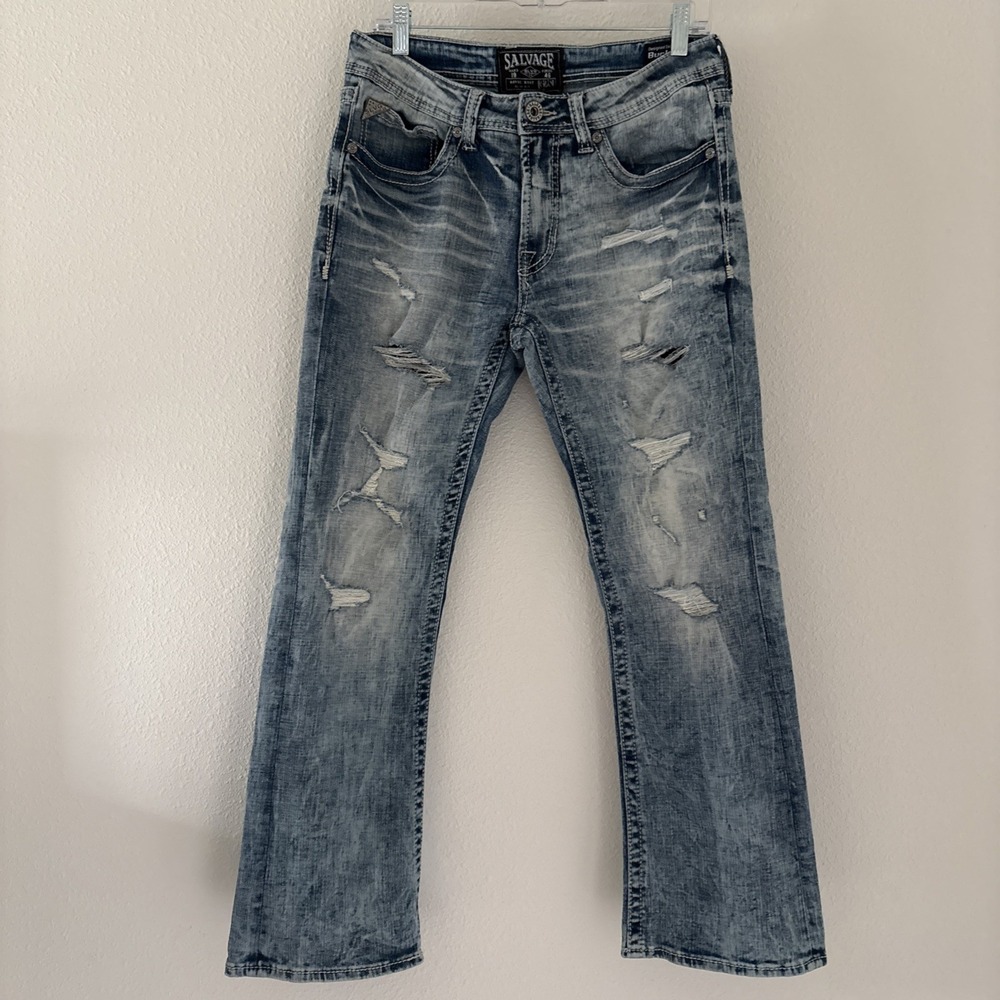 Salvage Havoc Boot Slim Fit Mens Jeans Size 32S Distressed Y2K Rock